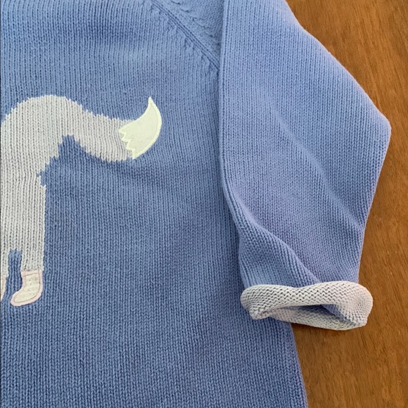🫐3/$30 Vintage L.L Bean 100% Cotton Blue Sweater with Fox Motif size 4T - Picture 5 of 6